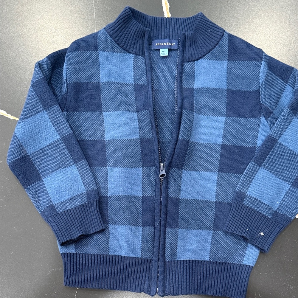 Andy & Evan Navy Checkered Cardigan
